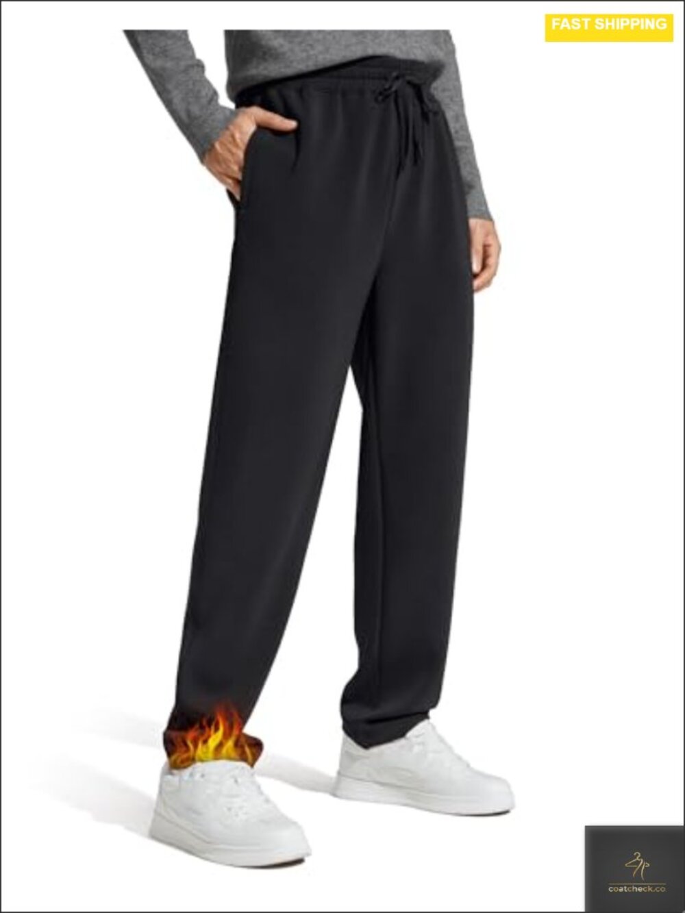 Men's Fleece Lined Sweatpants with Pockets Straight Leg